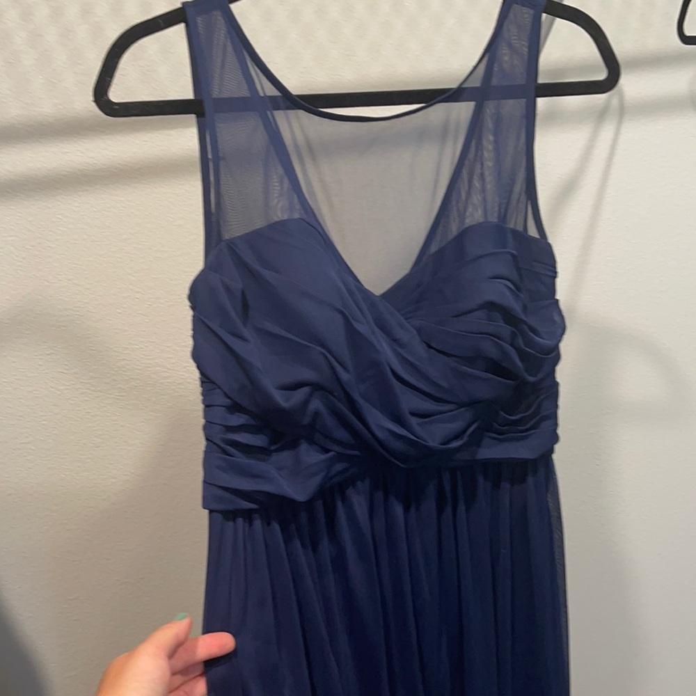 BEAUTIFUL navy bridesmaids dress. David’s Bridal.